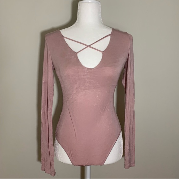 Forever 21 Pants - Blush Pink Bodysuit- Caged chest